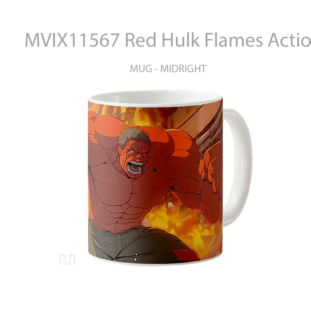 Mug Red Hulk Flames Action Mug Aesthetic Koleksi Spesial - All-side / Desain