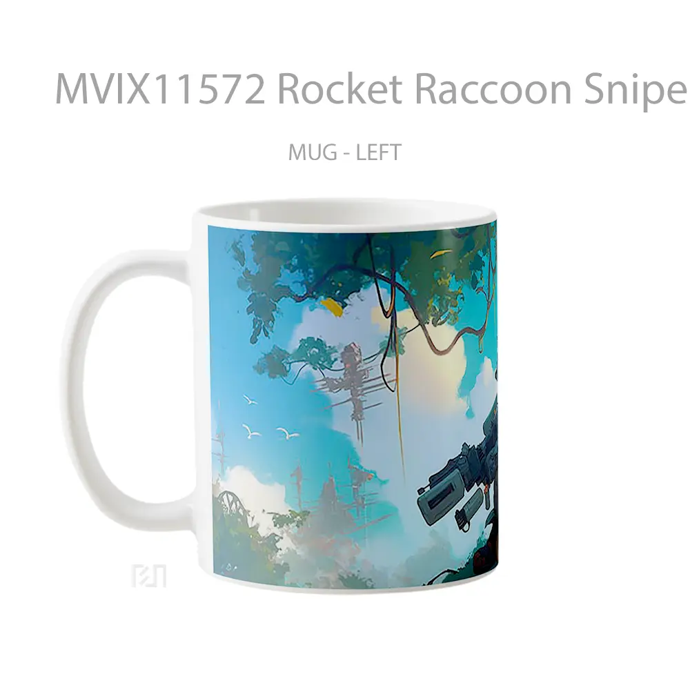 Mug Rocket Raccoon Sniper Scene Mug Aesthetic Koleksi Spesial - All-side / Desain