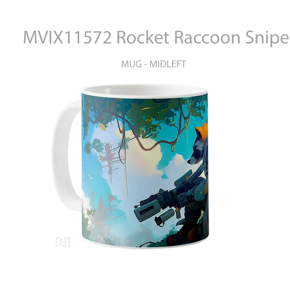 Mug Rocket Raccoon Sniper Scene Mug Aesthetic Koleksi Spesial - All-side / Desain