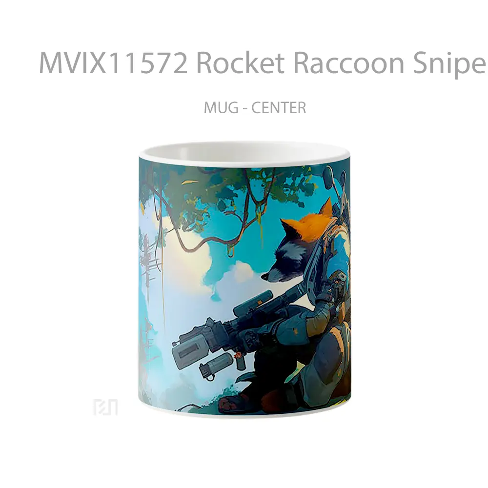 Mug Rocket Raccoon Sniper Scene Mug Aesthetic Koleksi Spesial