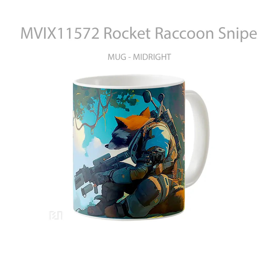 Mug Rocket Raccoon Sniper Scene Mug Aesthetic Koleksi Spesial - All-side / Desain