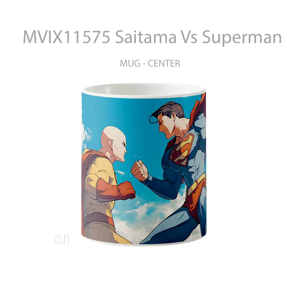 Mug Saitama Vs Superman Showdown Hadiah Spesial Fans Superhero