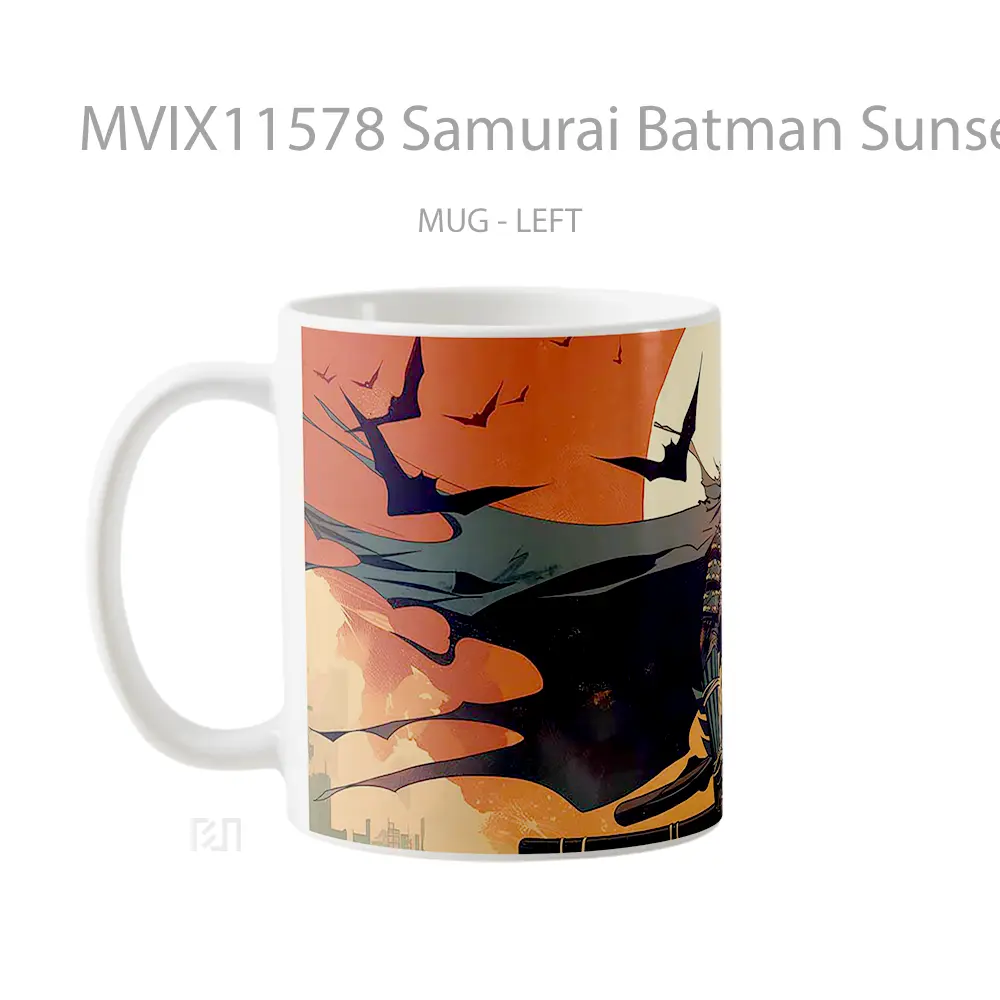Mug Samurai Batman Sunset Scene Gelas Keramik Koleksi Superhero - All-side / Desain