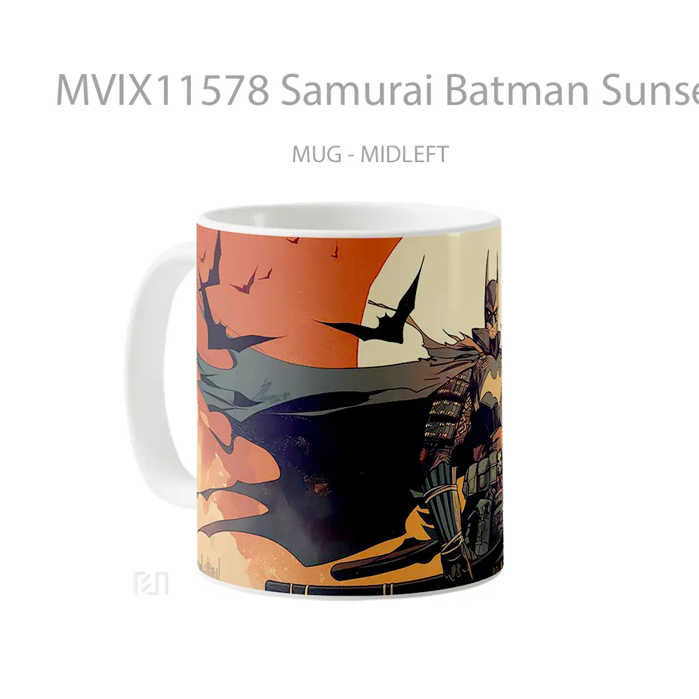 Mug Samurai Batman Sunset Scene Gelas Keramik Koleksi Superhero - All-side / Desain