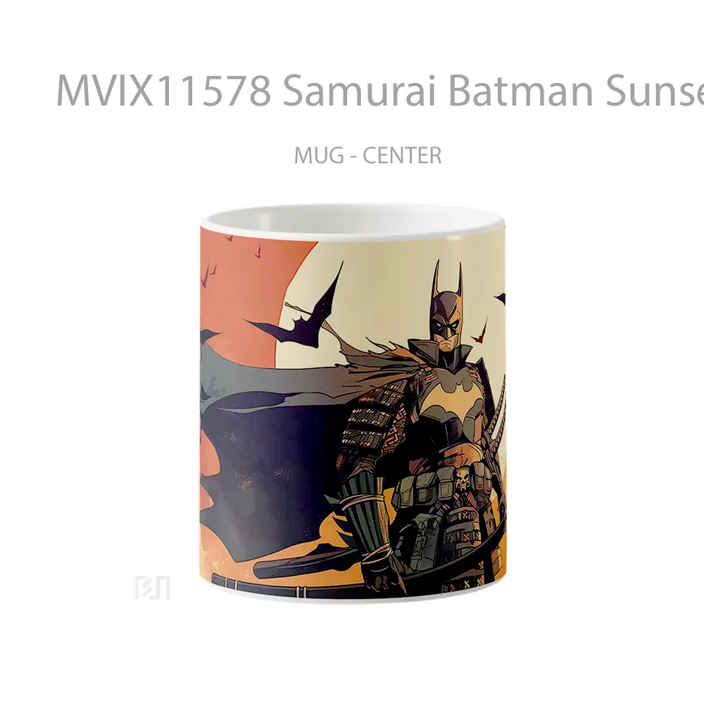 Mug Samurai Batman Sunset Scene Gelas Keramik Koleksi Superhero