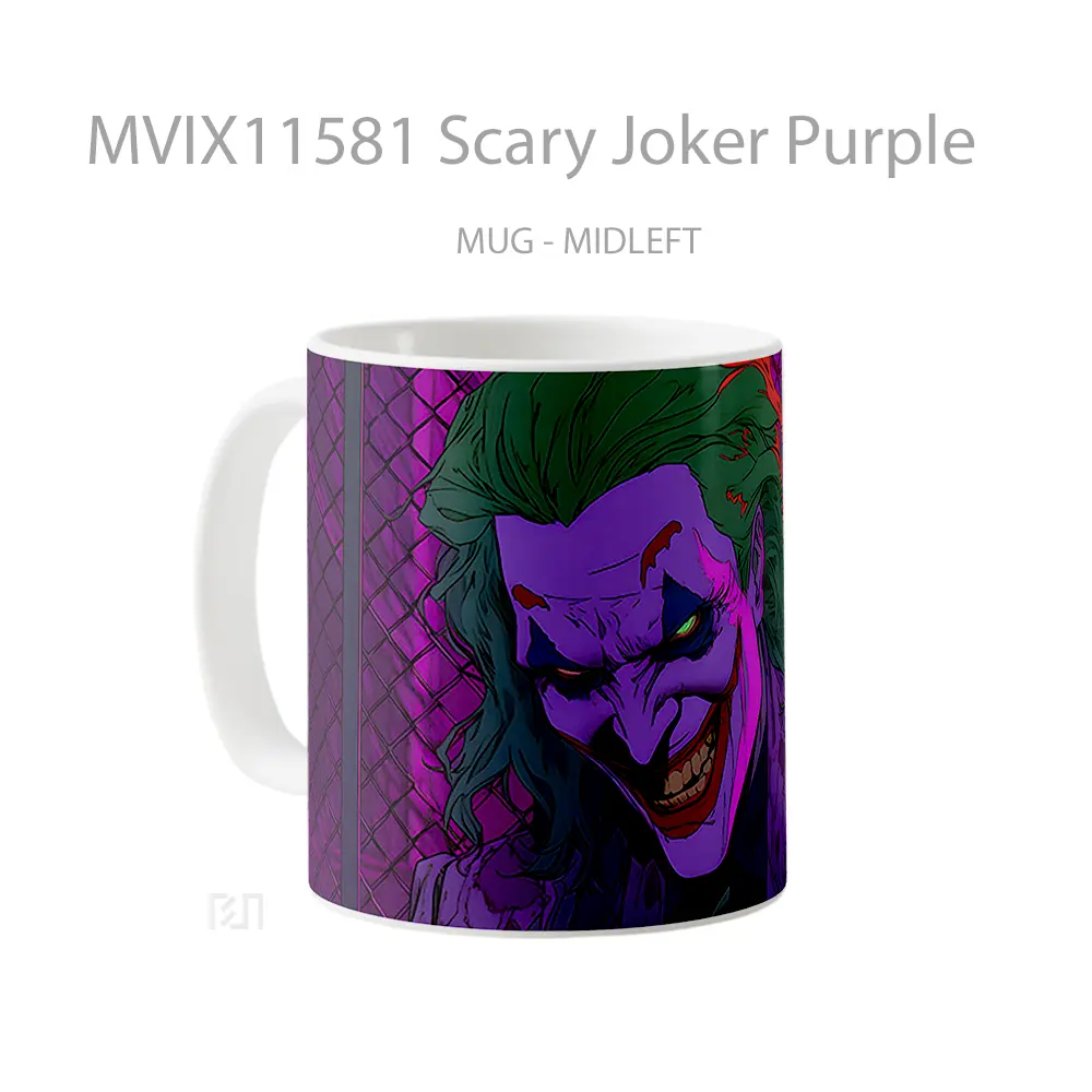 Mug Scary Joker Purple Gelas Keramik Koleksi Superhero - All-side / Desain
