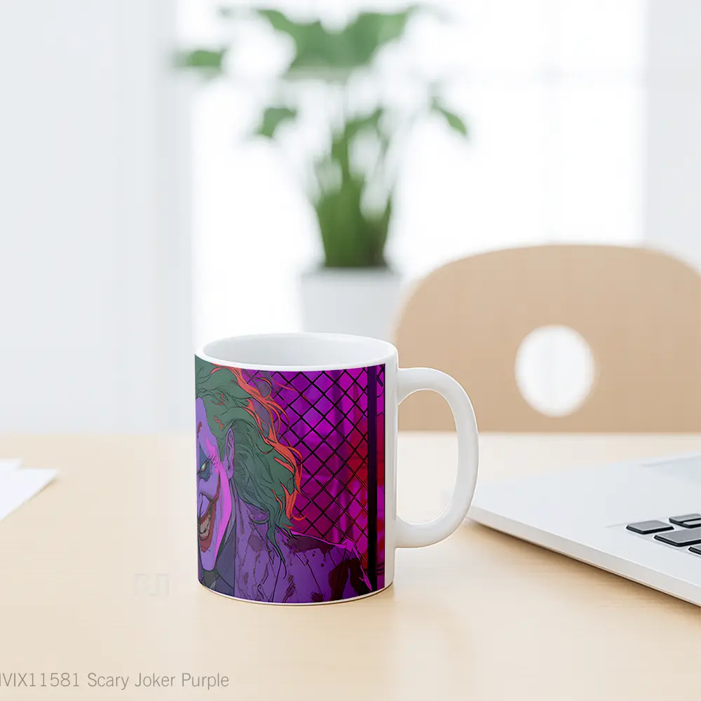 Mug Scary Joker Purple Gelas Keramik Koleksi Superhero - All-side / Desain