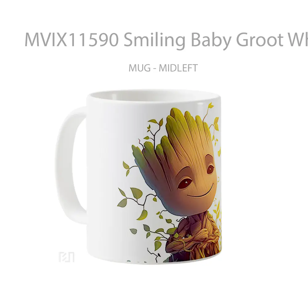 Mug Smiling Baby Groot White Gelas Keramik Desain Unik - All-side / Desain