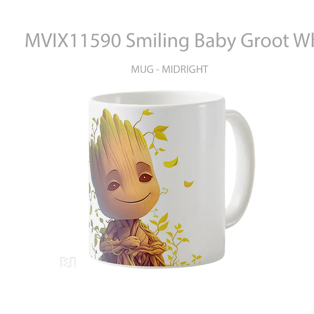 Mug Smiling Baby Groot White Gelas Keramik Desain Unik - All-side / Desain
