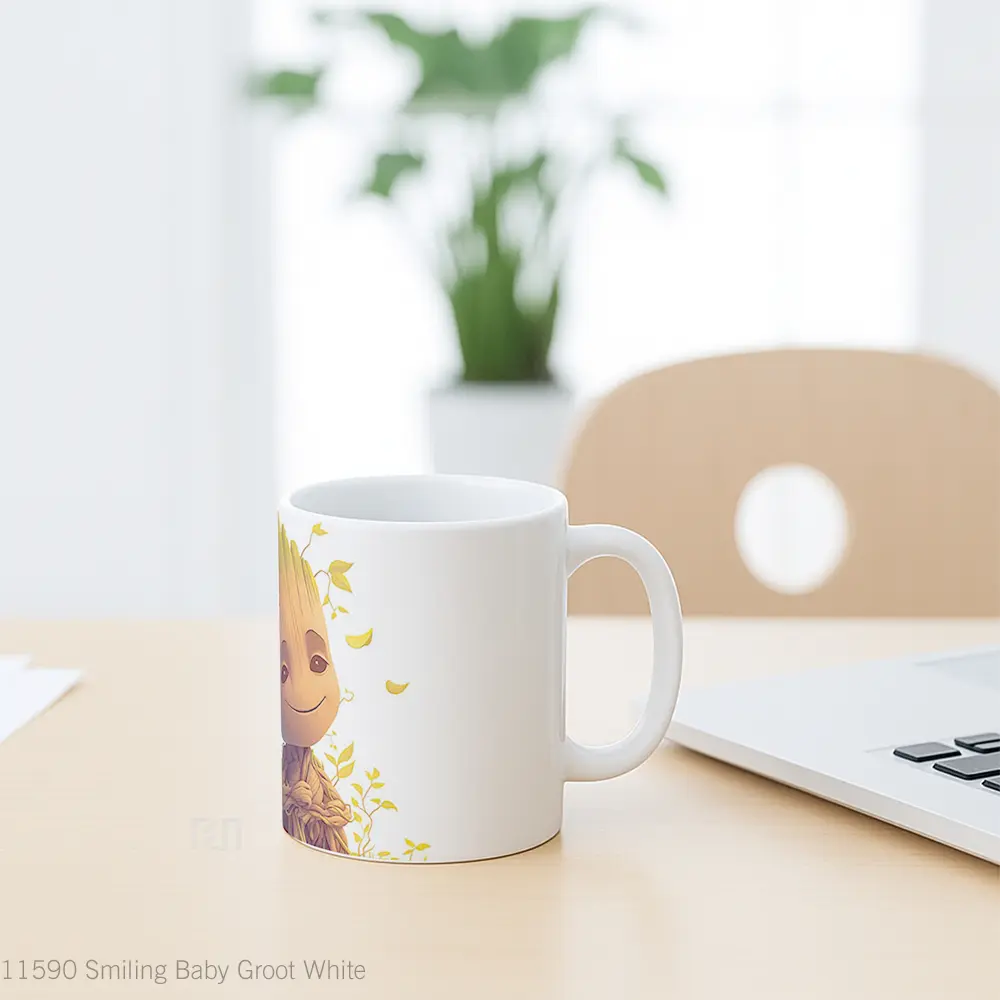 Mug Smiling Baby Groot White Gelas Keramik Desain Unik - All-side / Desain