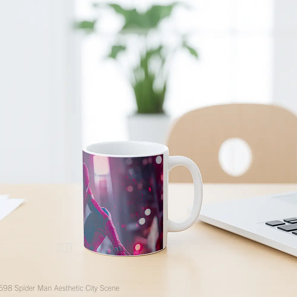 Mug Spider Man Aesthetic City Scene Mug Aesthetic Koleksi Spesial - All-side / Desain