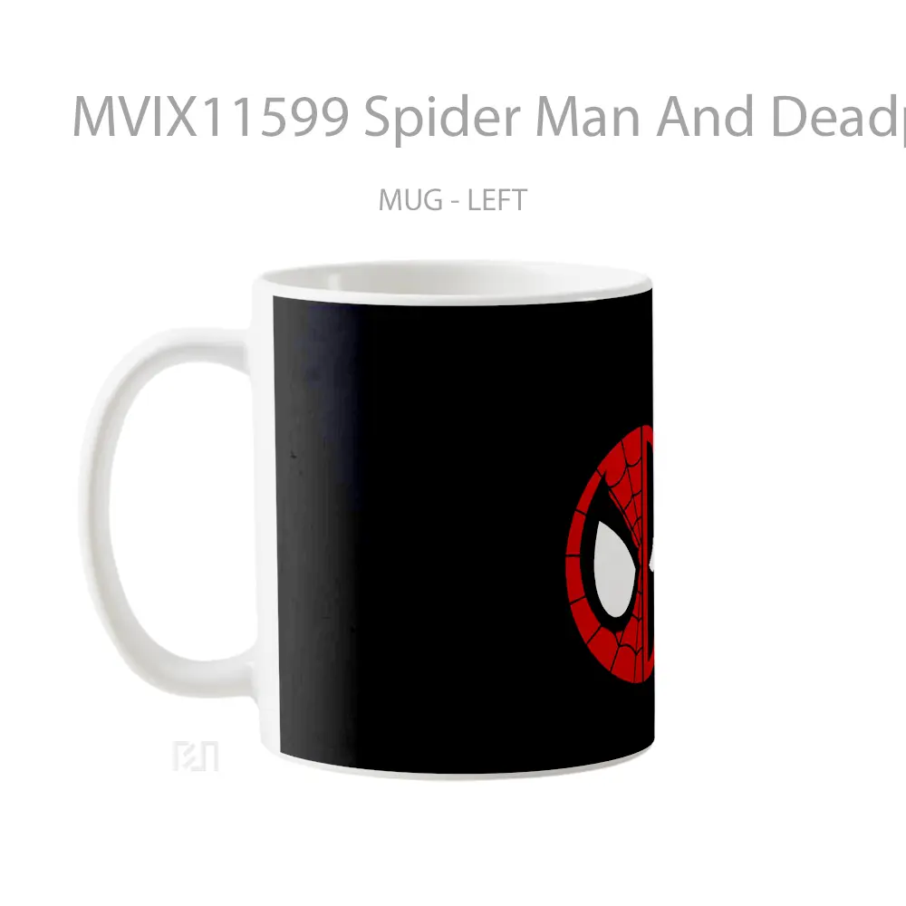 Mug Spider Man And Deadpool Black Hadiah Lucu dan Menarik - All-side / Desain