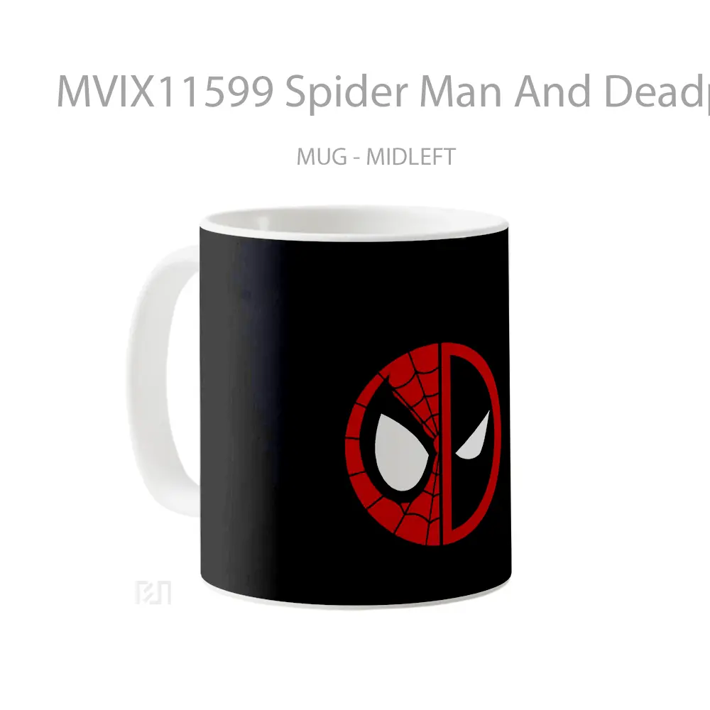 Mug Spider Man And Deadpool Black Hadiah Lucu dan Menarik - All-side / Desain