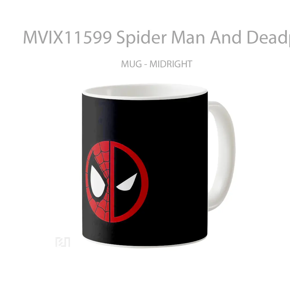 Mug Spider Man And Deadpool Black Hadiah Lucu dan Menarik - All-side / Desain