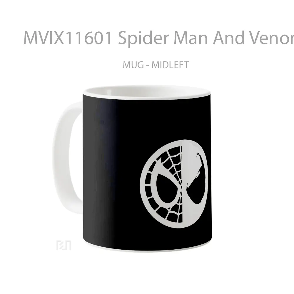 Mug Spider Man And Venom Black And White Koleksi Mug Limited Edition - All-side / Desain