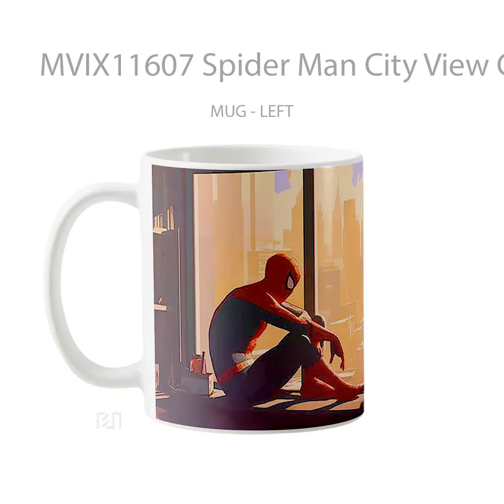 Mug Spider Man City View Contemplation Gelas Keramik Desain Unik - All-side / Desain