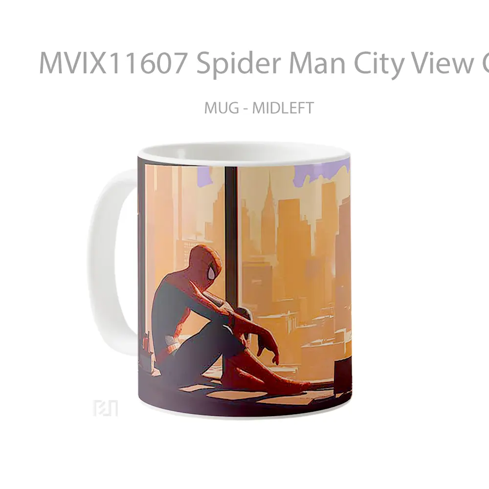 Mug Spider Man City View Contemplation Gelas Keramik Desain Unik - All-side / Desain
