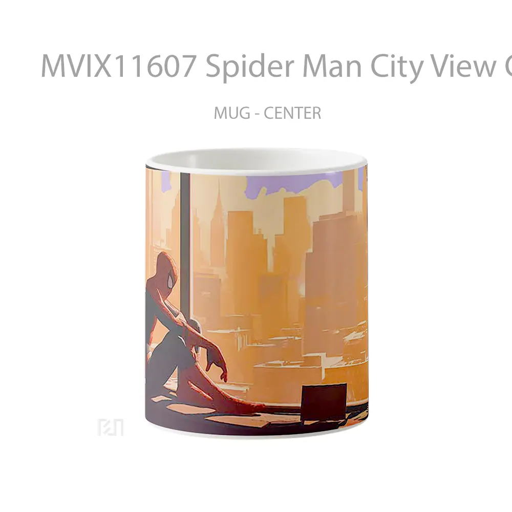 Mug Spider Man City View Contemplation Gelas Keramik Desain Unik