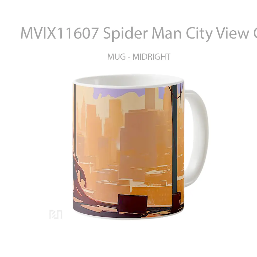 Mug Spider Man City View Contemplation Gelas Keramik Desain Unik - All-side / Desain