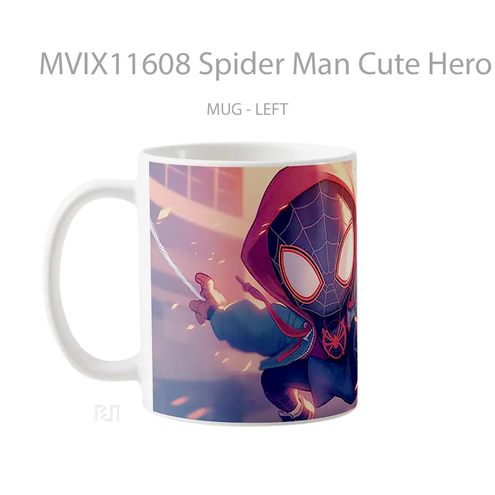 Mug Spider Man Cute Hero Pose Mug Anime Populer Koleksi Spesial - All-side / Desain