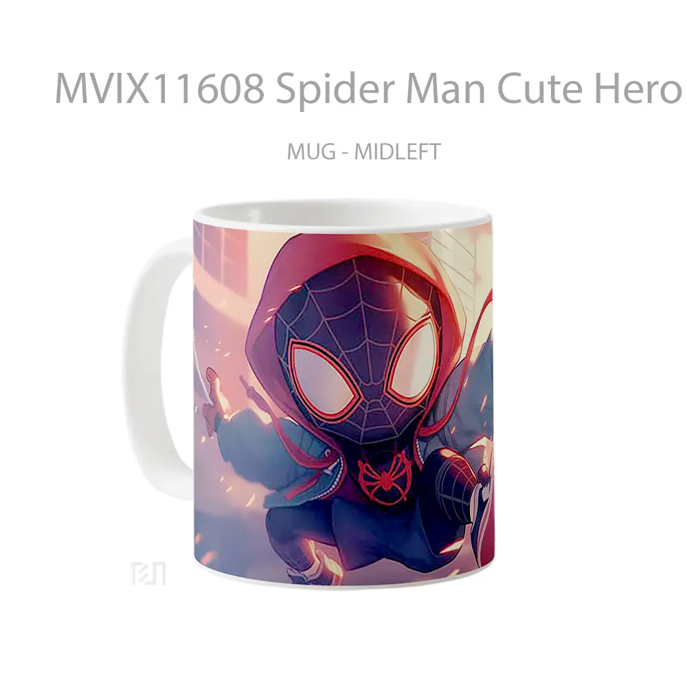 Mug Spider Man Cute Hero Pose Mug Anime Populer Koleksi Spesial - All-side / Desain