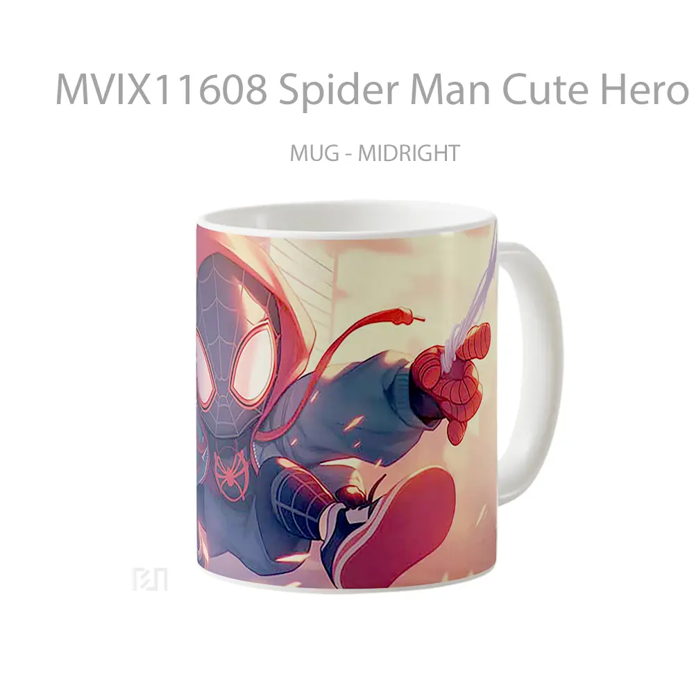 Mug Spider Man Cute Hero Pose Mug Anime Populer Koleksi Spesial - All-side / Desain