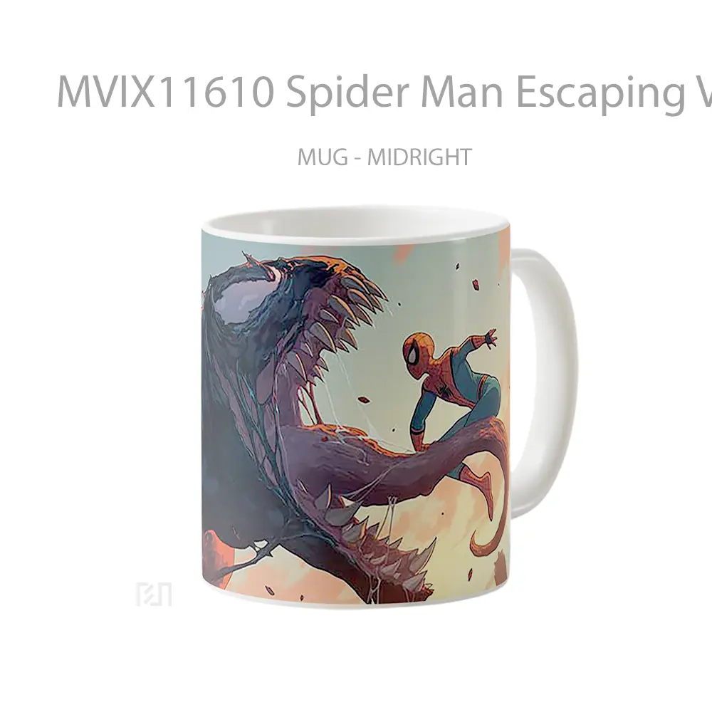 Mug Spider Man Escaping Venom Attack Mug Anime Populer Koleksi Spesial - All-side / Desain
