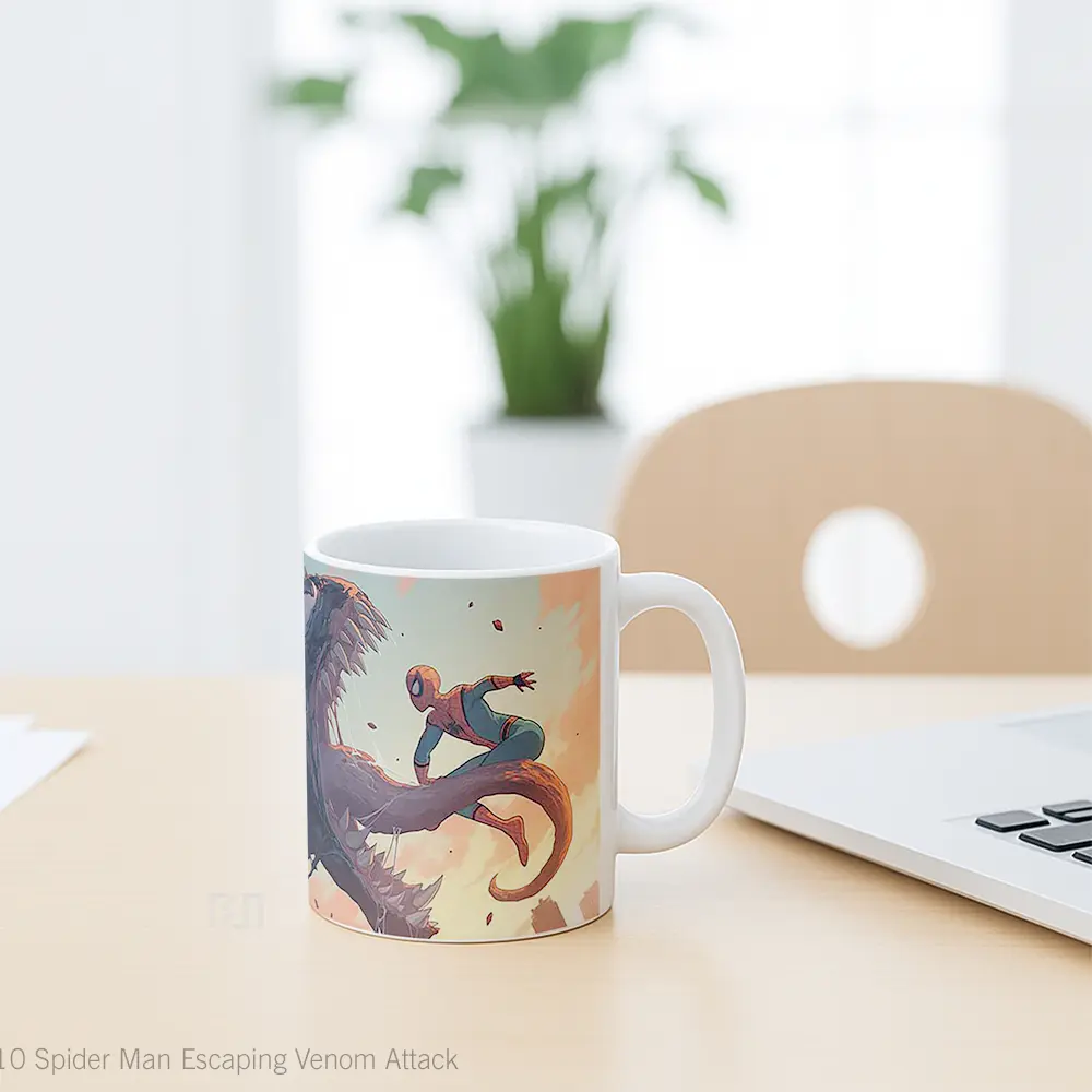 Mug Spider Man Escaping Venom Attack Mug Anime Populer Koleksi Spesial - All-side / Desain