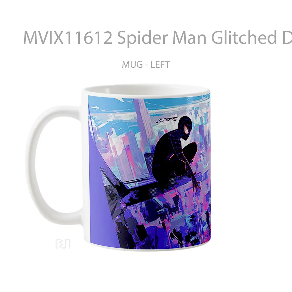 Mug Spider Man Glitched Dark City Gelas Keramik Desain Unik - All-side / Desain