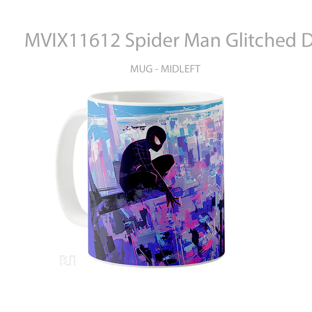 Mug Spider Man Glitched Dark City Gelas Keramik Desain Unik - All-side / Desain