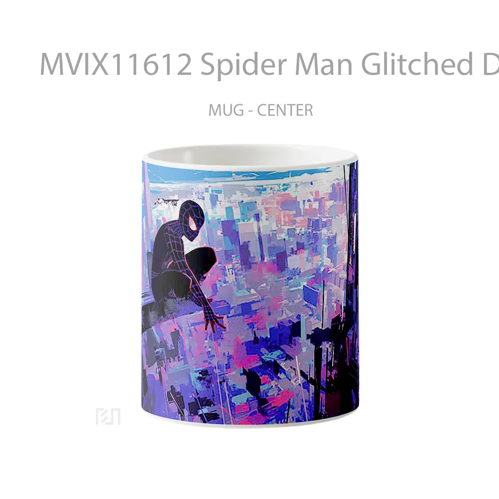 Mug Spider Man Glitched Dark City Gelas Keramik Desain Unik