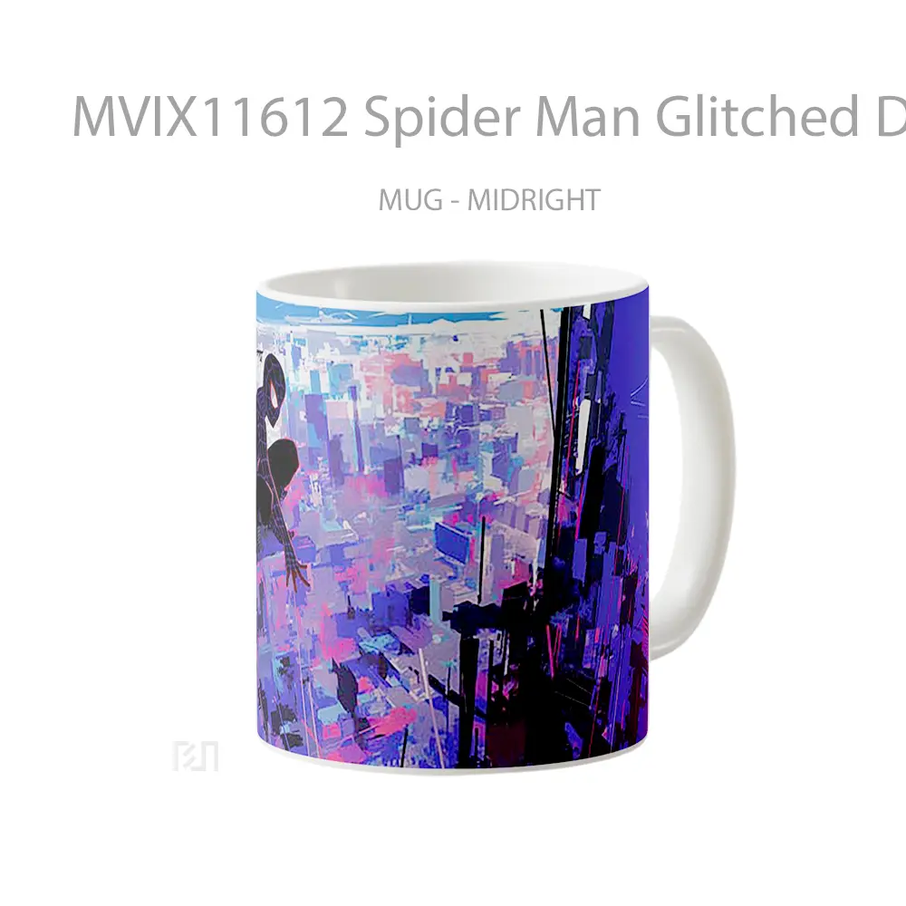 Mug Spider Man Glitched Dark City Gelas Keramik Desain Unik - All-side / Desain