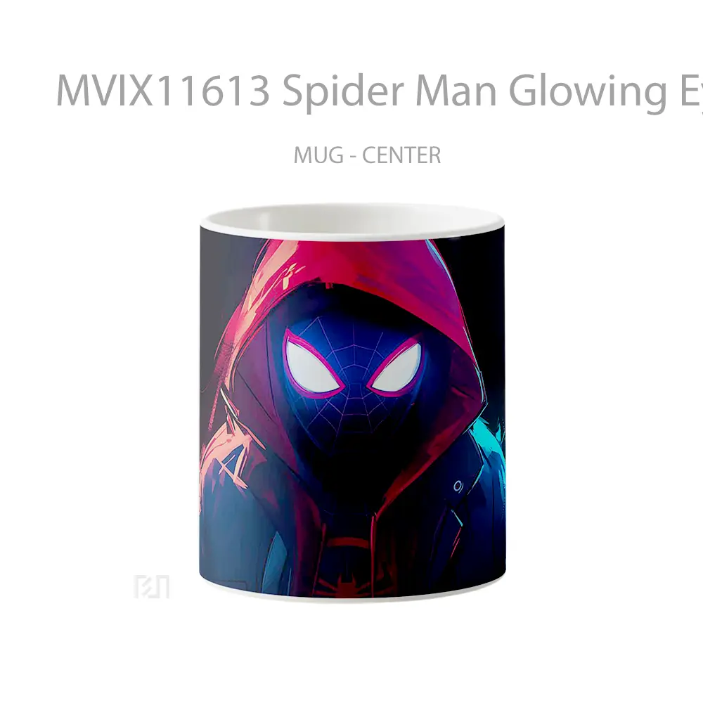 Mug Spider Man Glowing Eyes Black Background Mug Aesthetic Koleksi Spesial