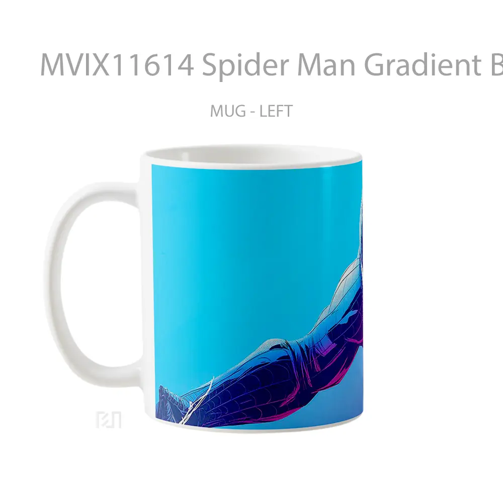 Mug Spider Man Gradient Black Suit Swinging Gelas Keramik Desain Unik - All-side / Desain