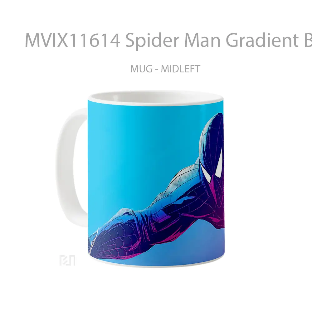 Mug Spider Man Gradient Black Suit Swinging Gelas Keramik Desain Unik - All-side / Desain
