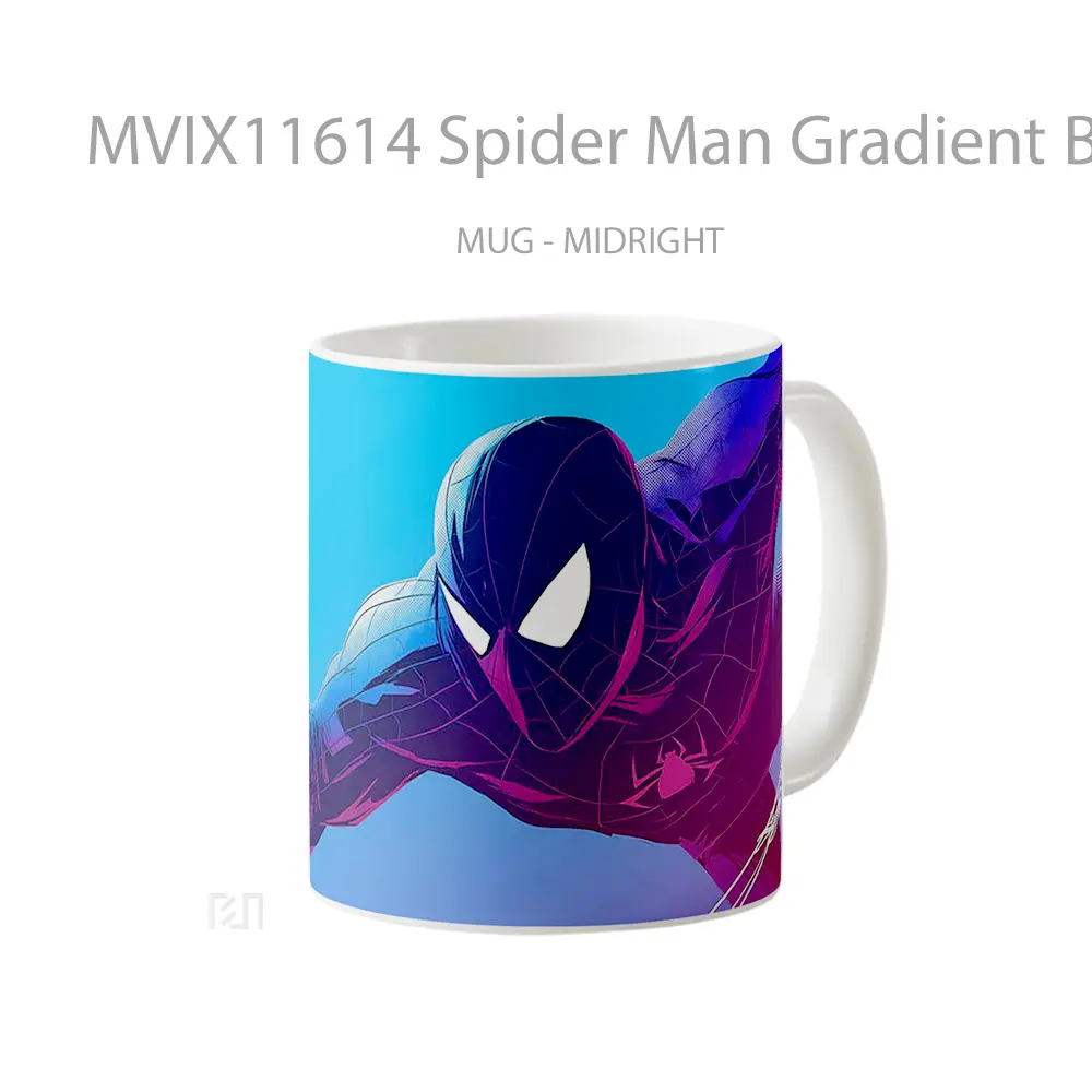 Mug Spider Man Gradient Black Suit Swinging Gelas Keramik Desain Unik - All-side / Desain