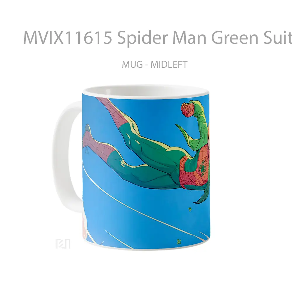 Mug Spider Man Green Suit St Patricks Day Hadiah Lucu dan Menarik - All-side / Desain