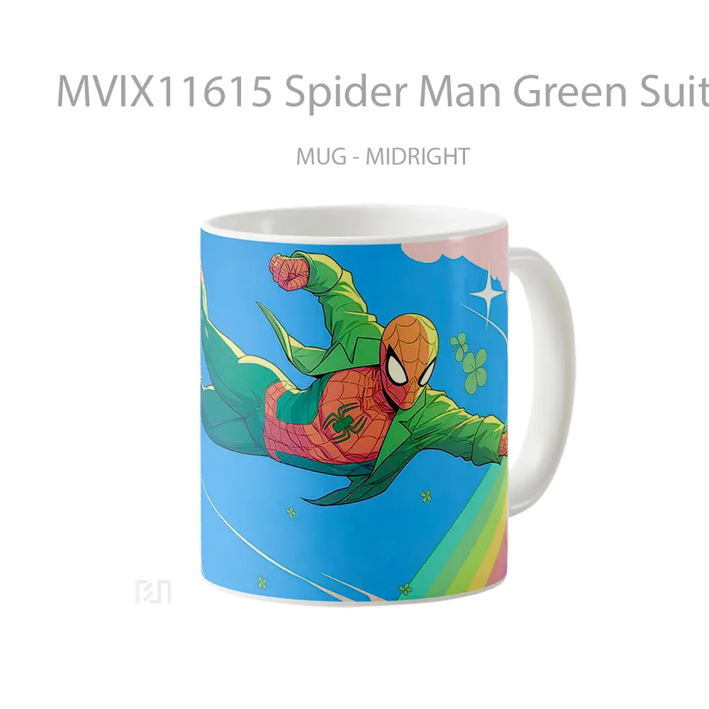 Mug Spider Man Green Suit St Patricks Day Hadiah Lucu dan Menarik - All-side / Desain