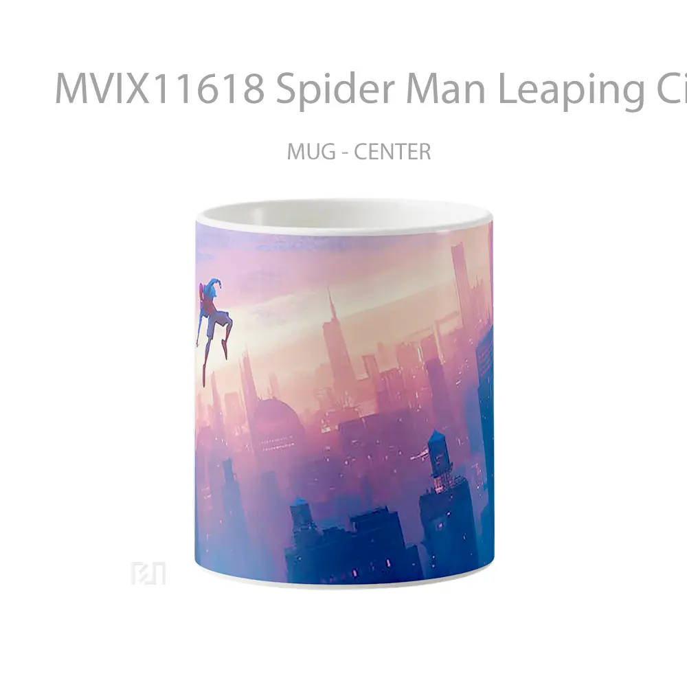 Mug Spider Man Leaping City Sunset Hadiah Lucu dan Menarik