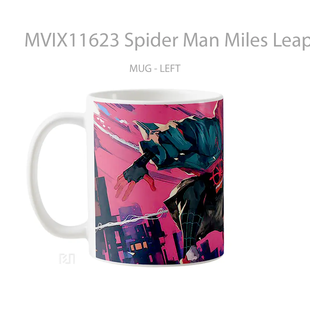Mug Spider Man Miles Leaping Hadiah Lucu dan Menarik - All-side / Desain