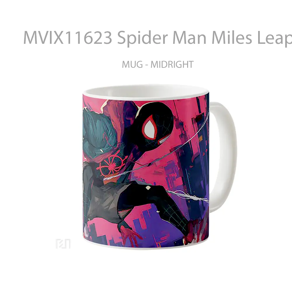 Mug Spider Man Miles Leaping Hadiah Lucu dan Menarik - All-side / Desain