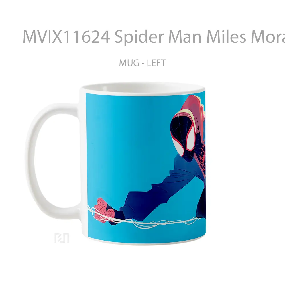 Mug Spider Man Miles Morales Blue Hoodie Hadiah Lucu dan Menarik - All-side / Desain