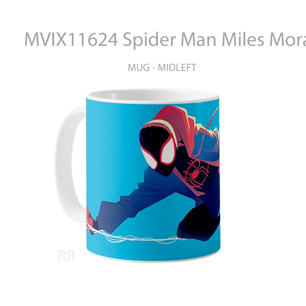Mug Spider Man Miles Morales Blue Hoodie Hadiah Lucu dan Menarik - All-side / Desain