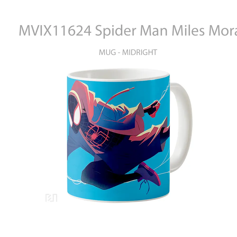 Mug Spider Man Miles Morales Blue Hoodie Hadiah Lucu dan Menarik - All-side / Desain