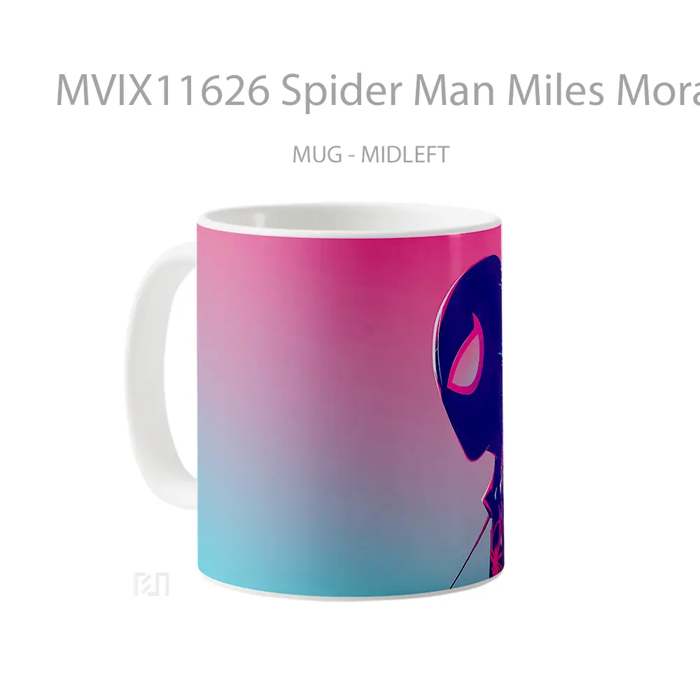 Mug Spider Man Miles Morales Gradient Neon Hadiah Lucu dan Menarik - All-side / Desain