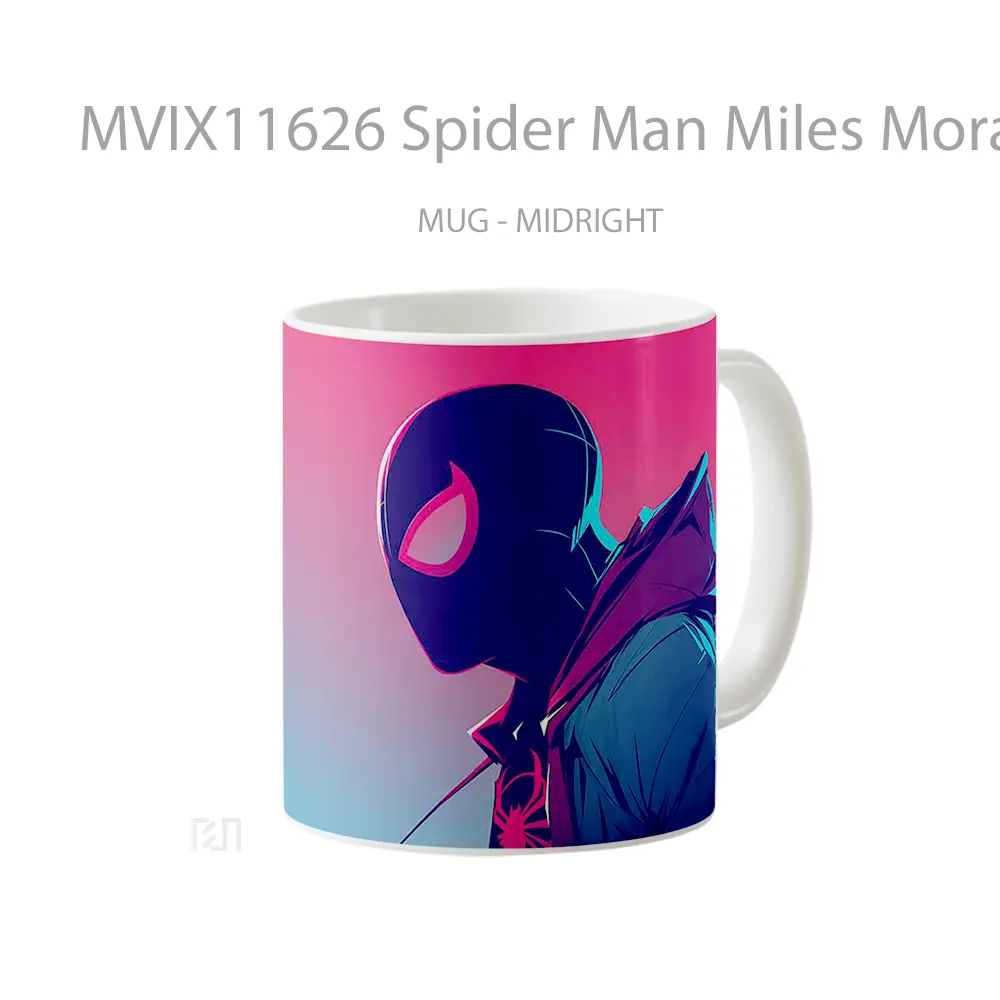 Mug Spider Man Miles Morales Gradient Neon Hadiah Lucu dan Menarik - All-side / Desain