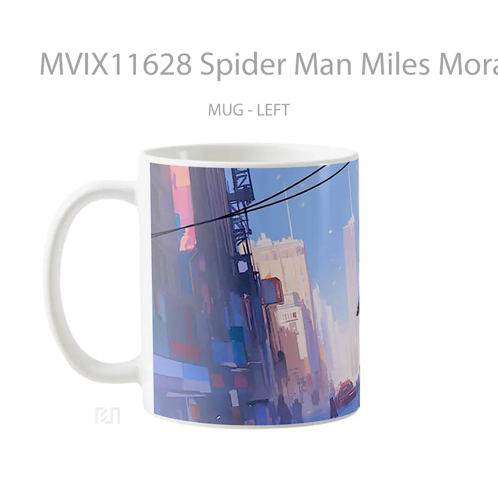 Mug Spider Man Miles Morales In City Street Gelas Keramik Desain Unik - All-side / Desain
