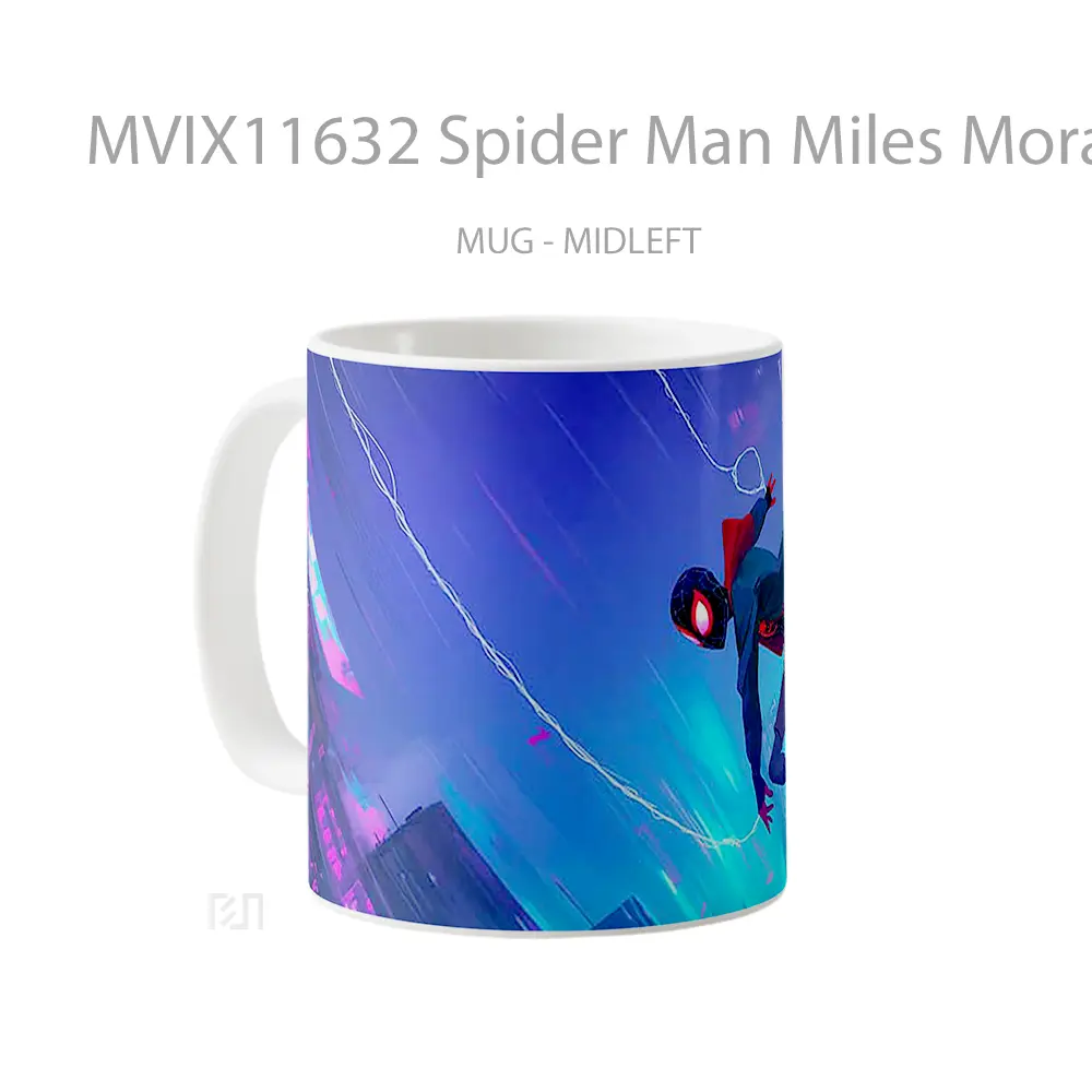 Mug Spider Man Miles Morales Neon City Mug Aesthetic Koleksi Spesial - All-side / Desain