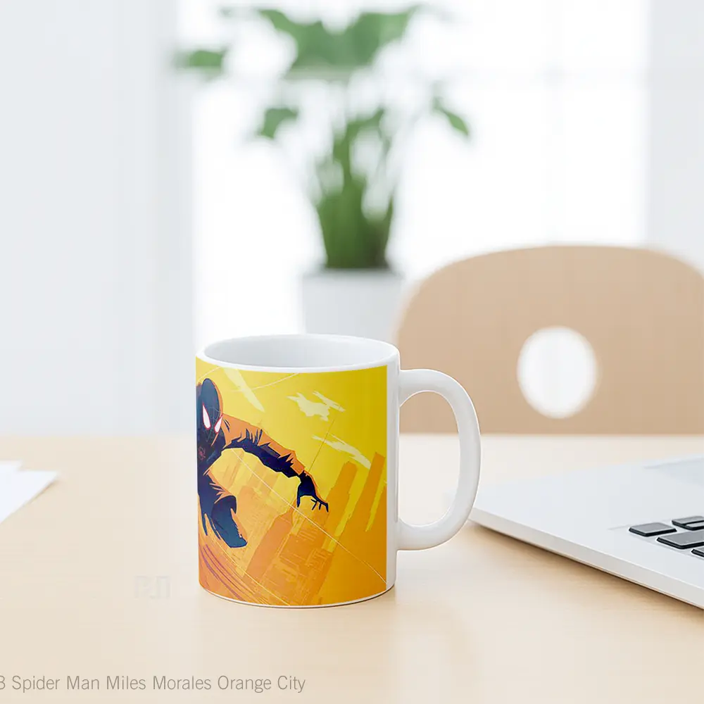 Mug Spider Man Miles Morales Orange City Gelas Keramik Desain Unik - All-side / Desain