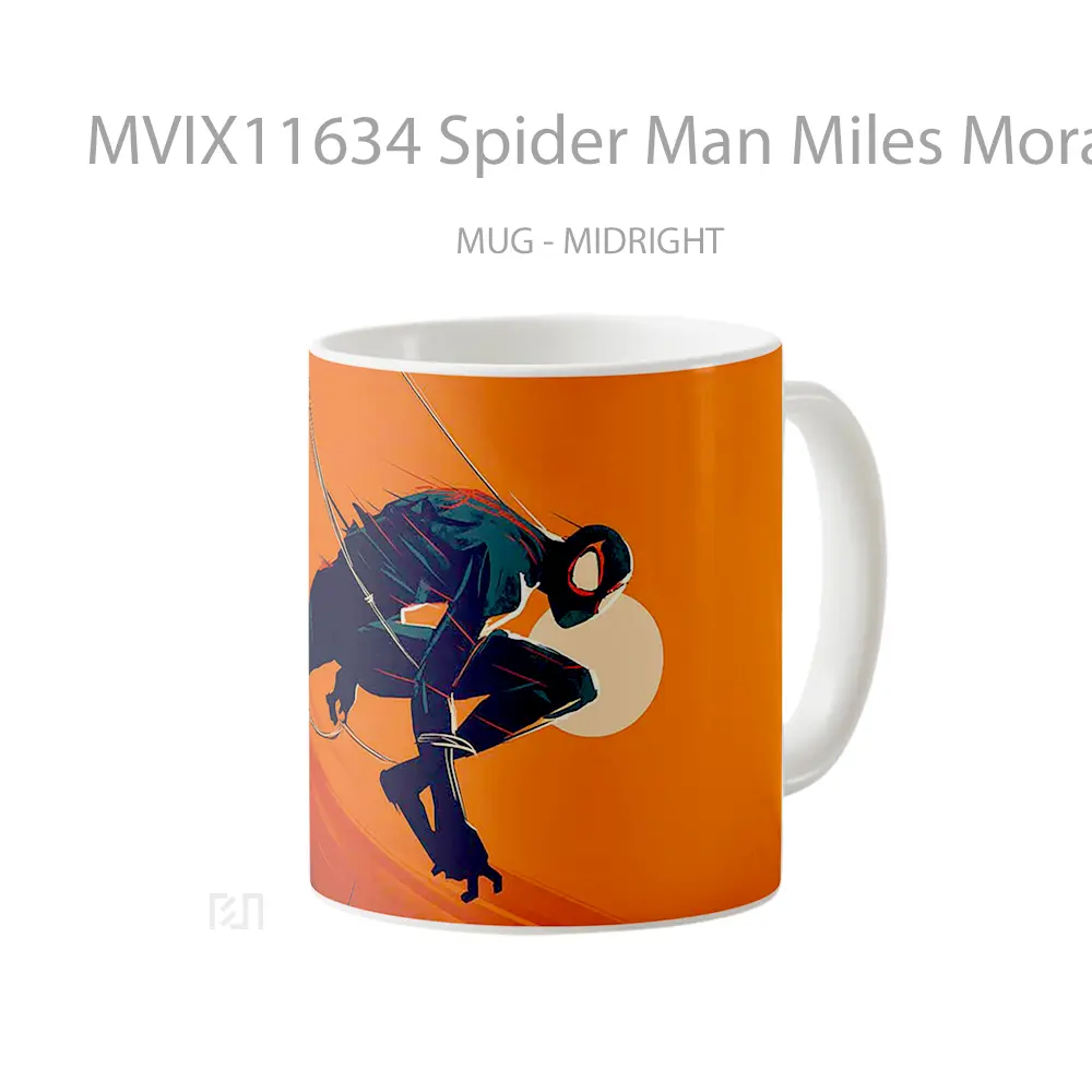 Mug Spider Man Miles Morales Red Orange City Hadiah Lucu dan Menarik - All-side / Desain
